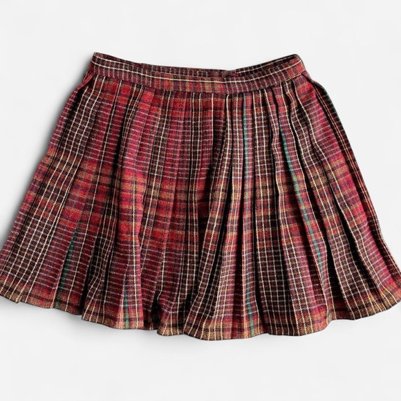 Vintage Dresses & Skirts - Vintage Union Made Tartan Plaid Wool Mini Wrap Skirt